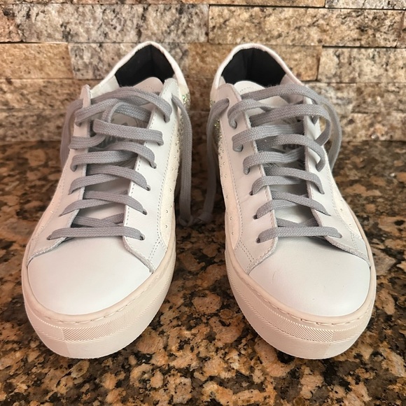 P448 Thea Platform Sneaker White w/ Iridescent Crystals - Picture 4 of 10